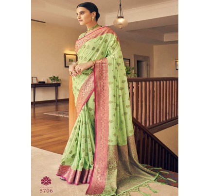 Green Colour Tussar Silk weaving Saree