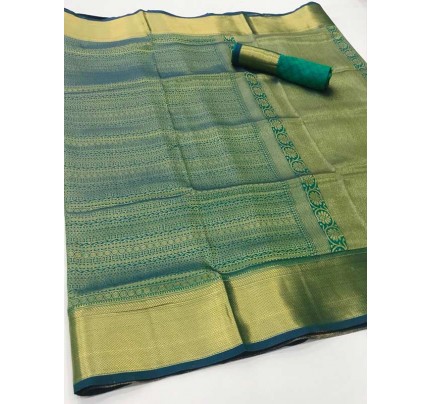  Beautiful Green Color Soft handloom Weaving silk Saree