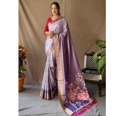 Modern Look Dola Viscose Printed Saree with Zari weaving Border