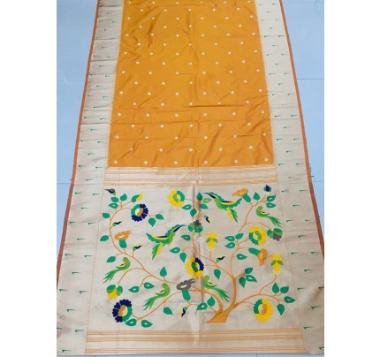 Unique Style Banarasi Silk Paithani Saree with zari border & exclusive zari Pallu 