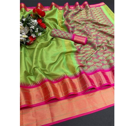 Unique Style Soft Cotton Silk Saree with contrass weaving blouse