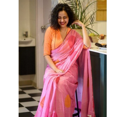 Amazing Stylish Chanderi Digital Printed Saree with Banglori Satin Blouse 