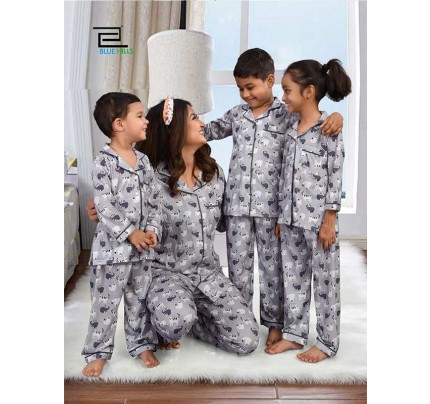 Twining Night Wear For Adult And Kids Unisex With One Side Pocket In Pant 
