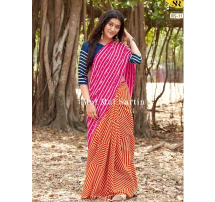 Classic Look Pink Color Pure Sattin Silk With Floral Print Saree