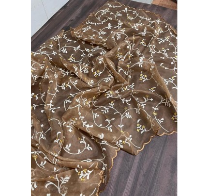 Festival Season Pure Organza Saree with exotic artistically handcrafted with zari jal 