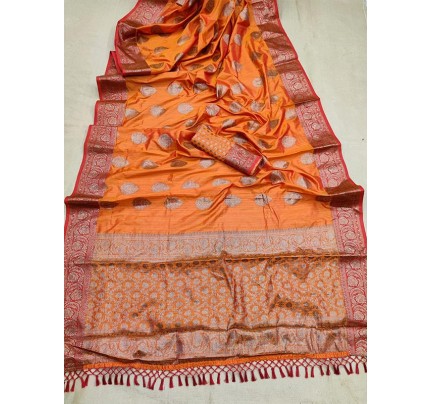 Attractive Look Banarasi Khicha Silk weaving Saree with contrast border
