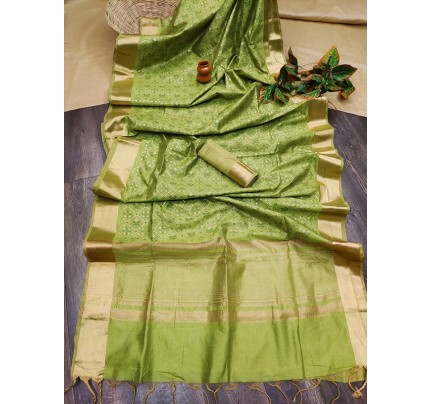 New Superhit Trending Silk weaving Saree with Bandhani Hand Print & zari lining Pallu