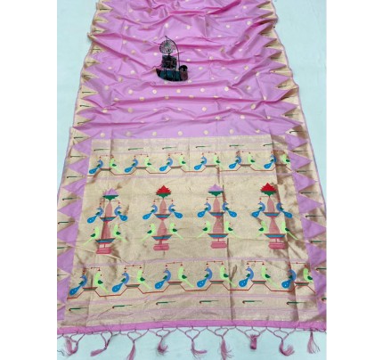 Adorable Designer Banarasi Silk Saree with Gold jari weaving border & Jalar