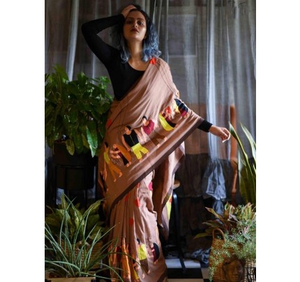 Beautiful Linen Printed Saree with Banglory Satin Blouse