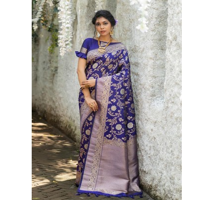Stunning Look Banarasi Katan Silk Saree with gorgeous weaving Pallu