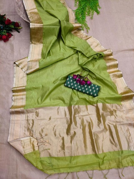 Amazing Stylish Khadi Cotton Saree with Beautiful Border & zari woven butti allover