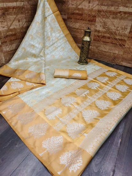 Stunning Look Banarasi Art Silk weaving Saree with Satin woven Border