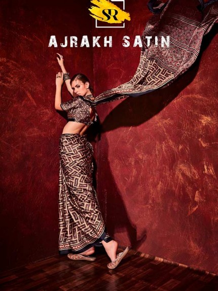 Partywear Ajrakh Satin Saree