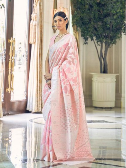 Lucknowi Stunning Look Modal Chikankari Weaving Saree