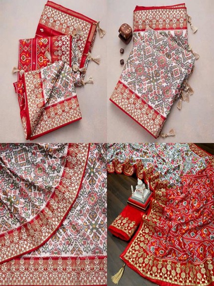 New Superhit Trending Bandhani Print Saree With Gota Patti Embroidery Work