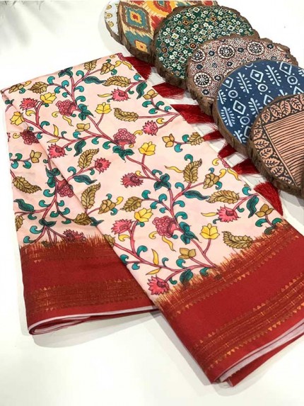 Incredible Weaved Pure Gadwal Silk Pattu Flower Digital Print Designer Saree
