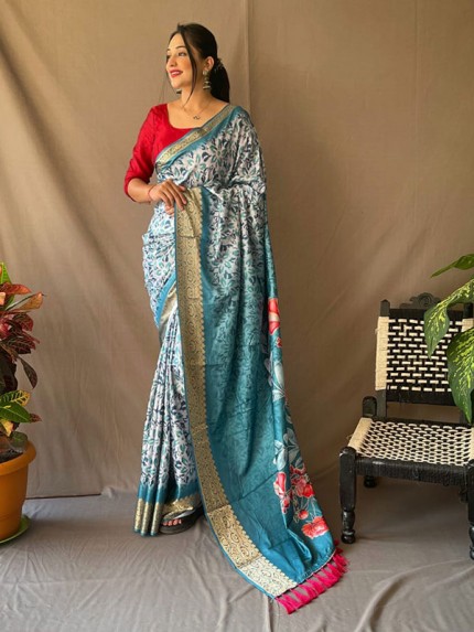 Modern Look Dola Viscose Printed Saree with Zari weaving Border