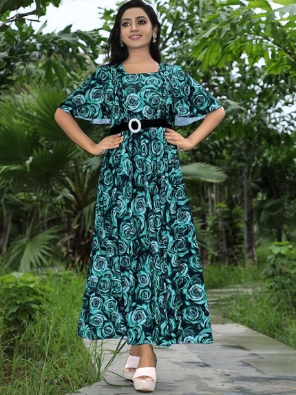 New Designer Multi Color Polyester Digital Printed Dress 