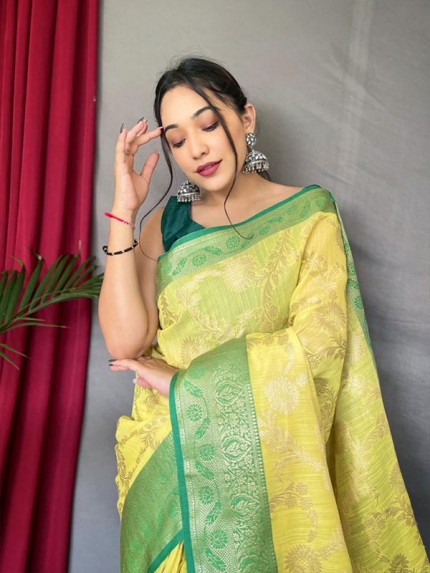 Modern Look Linen Saree with chap border n gold weaved motif 