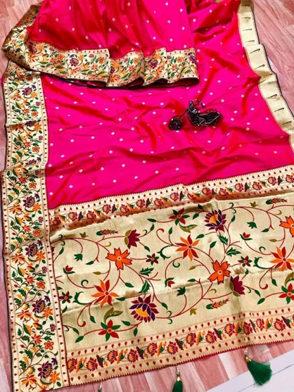 Function wear Pink color Pure Kanchipuram Silk Saree 