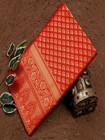 Amazing Stylish Red Color Soft Lichi Silk Weaving Saree 