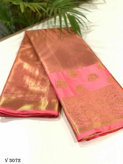 Stylish Look Pink  Colour Soft Tissue Kasab  Pattu Exclusive Edition Designer Saree