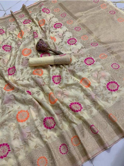 Fabulous Pure Soft Silk Orginal Mina And Silver Zari With Heavy Weaving Work