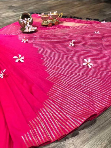 Wedding Look Pink  Color Banarsi Handloom Weave saree