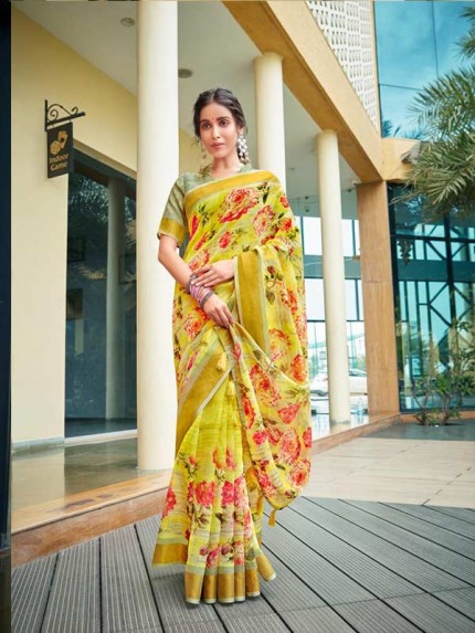 Pretty Look Pure linen pattern silk Saree