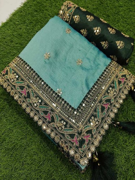 Embellished Designer Vichitra Silk With Fancy Sequnce With Coding Multi Work
