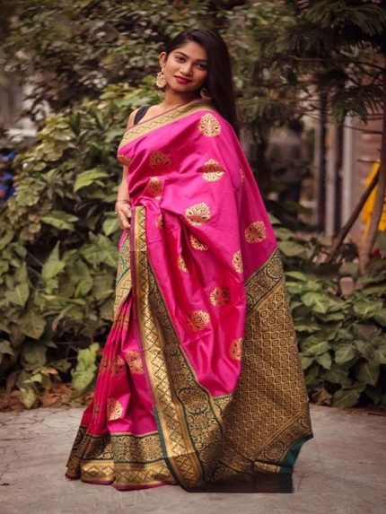 Stunning Look Katan Silk weaving Saree with chakra floral