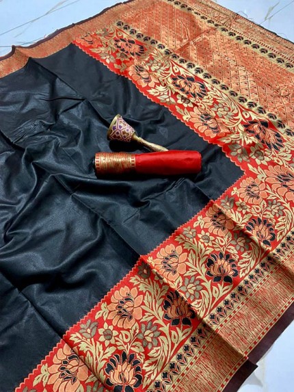 Elegant Look Banarasi Handloom Silk Weaving Saree with Rich Heavy zari Border 