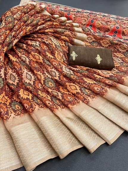 Exclusive Stunning Silk Printed Saree with Bangalory Satin Blouse