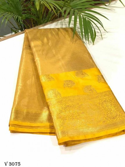Stylish Look Yellow   Colour Soft Tissue Kasab  Pattu Exclusive Edition Designer Saree