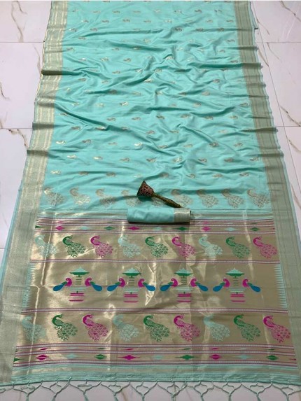 Wedding Designer Blue Color Pure Kanchipuram sarees 