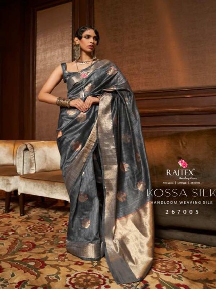  Beautiful Grey Color Handloom Weaving silk