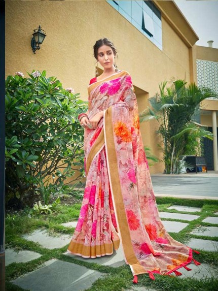 Pretty Look Pure linen pattern silk Saree