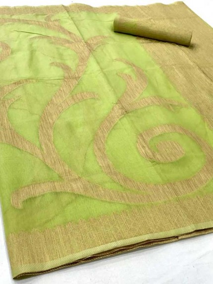 New Designer Green Colour  Soft Modal cotton with Designer weaving Saree