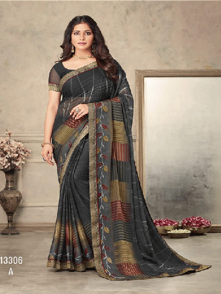 Chiffon Saree With Attached Border 