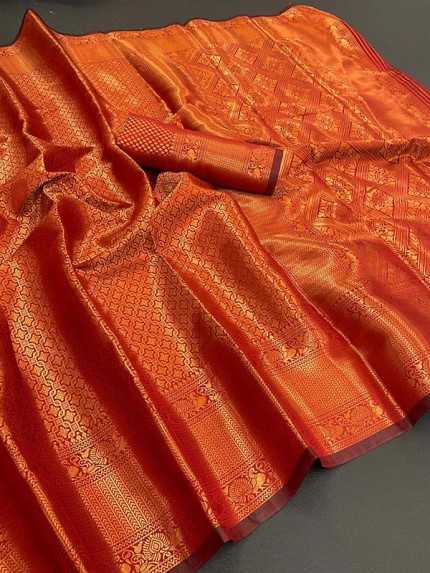 Pure Soft Silk Saree with Copper Zari