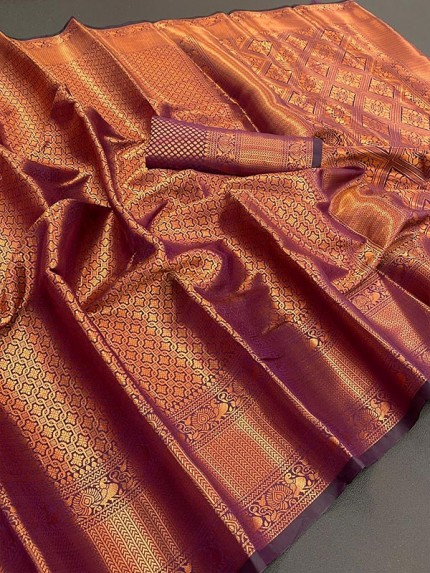 Pure Soft Silk Saree with Copper Zari