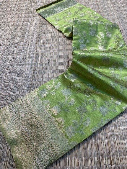 Fabulous Organza Silk Saree with allover jaal weaving n weaving border