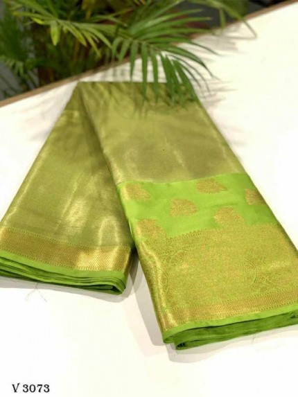 Stylish Look Green Colour Soft Tissue Kasab  Pattu Exclusive Edition Designer Saree
