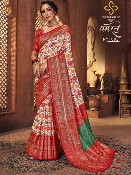  Beautiful Multi Color Dola Silk Saree