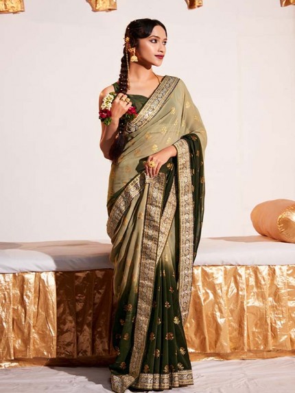 Wedding Special Pure Georgette  Heavy Weightless With Border Saree