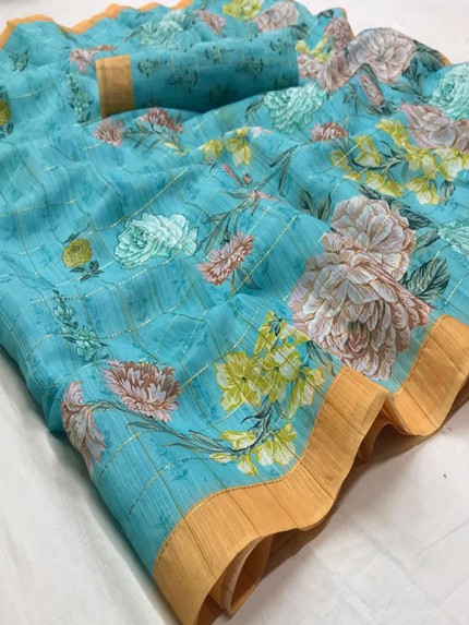Stunning Multi Color Soft Linen Silk Saree