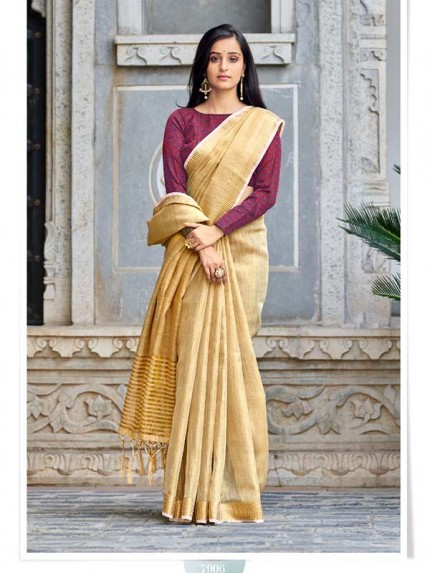 Stunning Multi Color Tissue Linen With Banglori Hand Dying Blouse