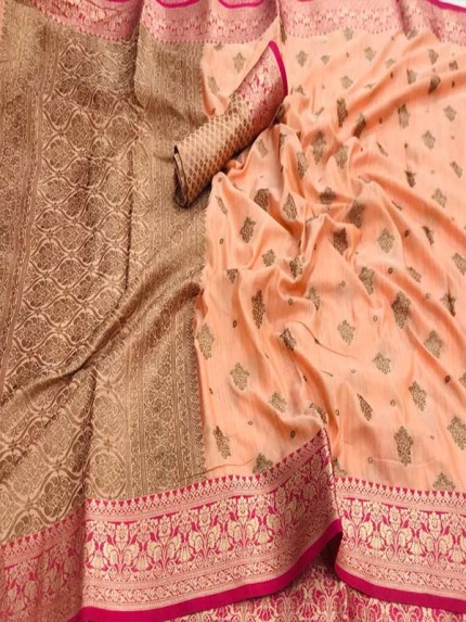 Peach Colour Tussar Silk weaving Saree
