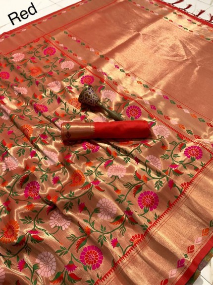 Stunning Kanchivaram Pethani Silk weaving Saree with Minakari Border  