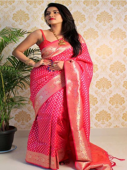 Wedding Season Pure Silk With Pure Zari Weaving Rich Voilate  Dark Two Tone Saree